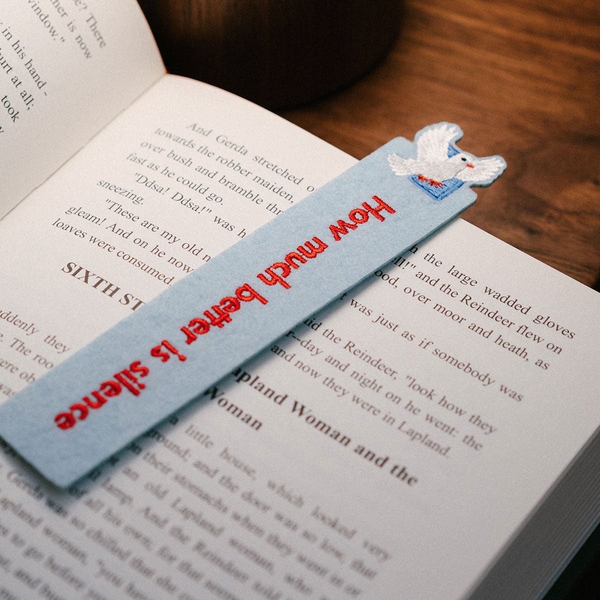 Dove Felt Hand-Embroidered Bookmark
