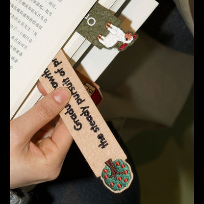 Sheep Felt Hand-Embroidered Bookmark