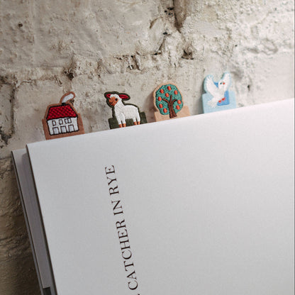 Sheep Felt Hand-Embroidered Bookmark