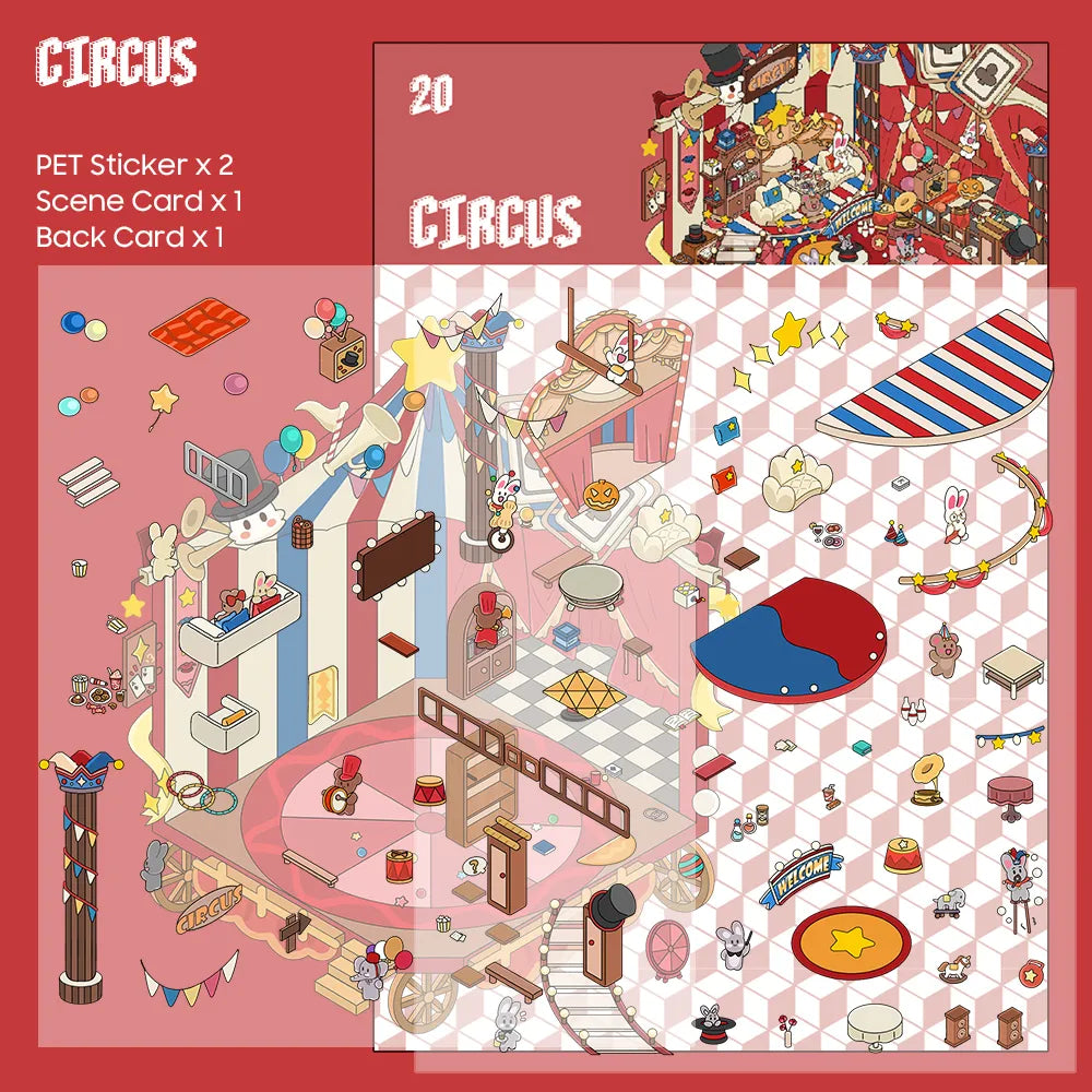 Circus Troupe 3D Scene Sticker 