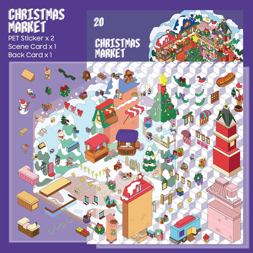 Christmas Market 3D Scene Sticker 