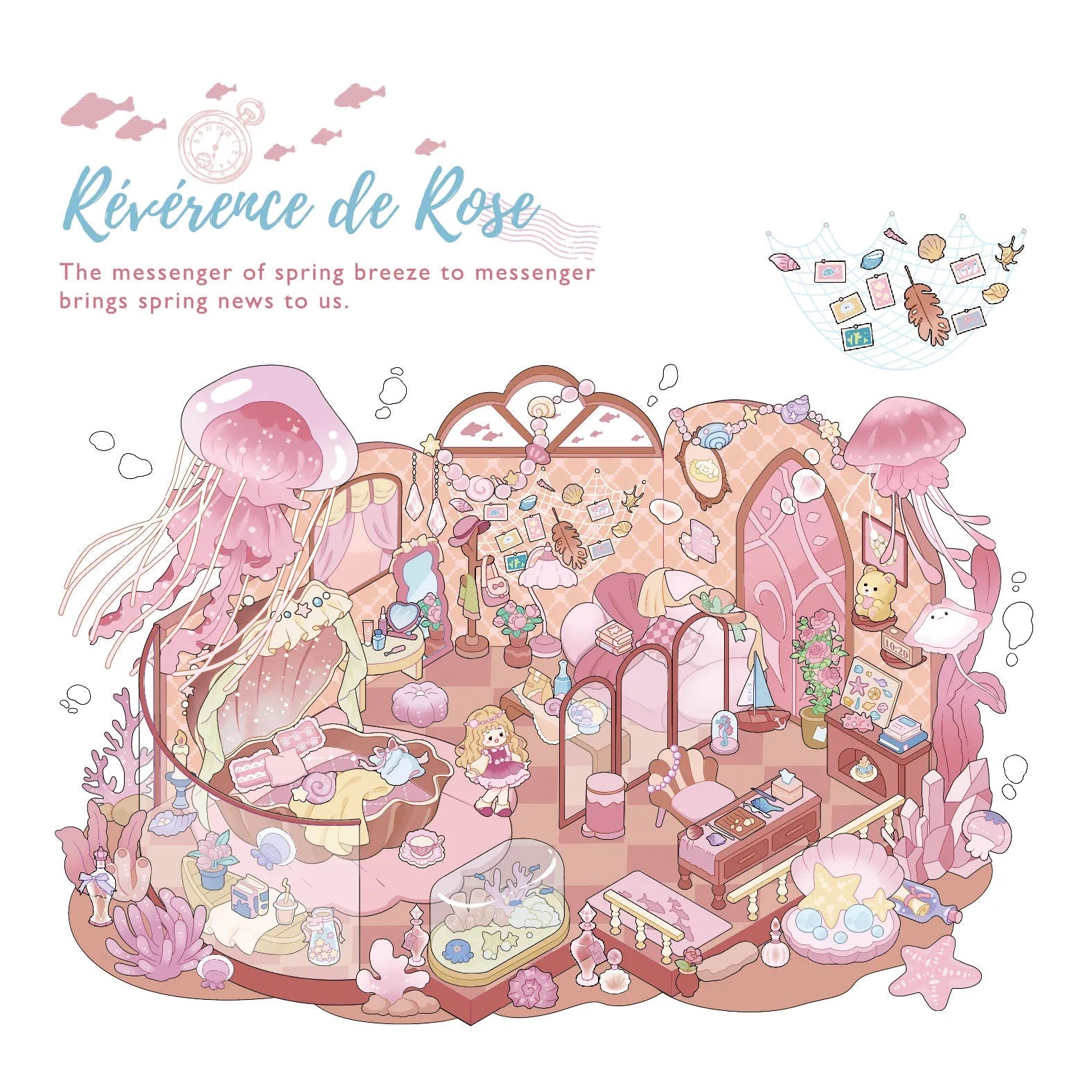 Pink Ripples 3D Miniature Scene Sticker 