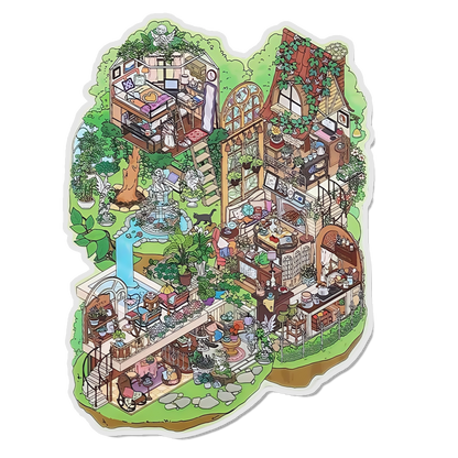 Forest Cottage 3D Scene Sticker 