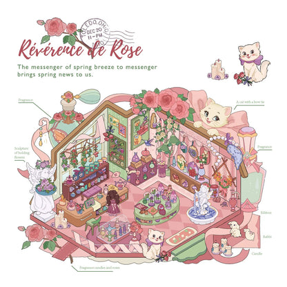 Blushing Whispers 3D Miniature Scene Sticker 