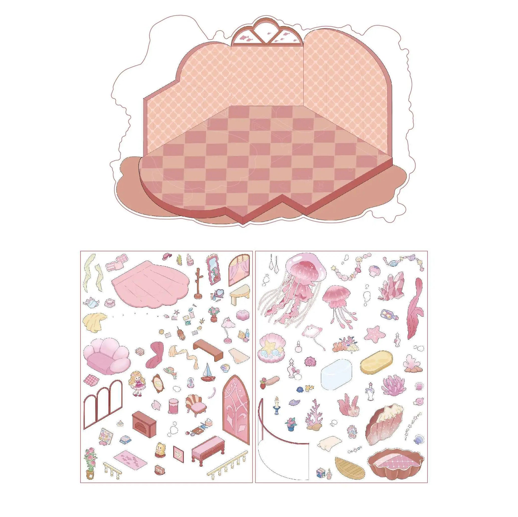 Pink Ripples 3D Miniature Scene Sticker 
