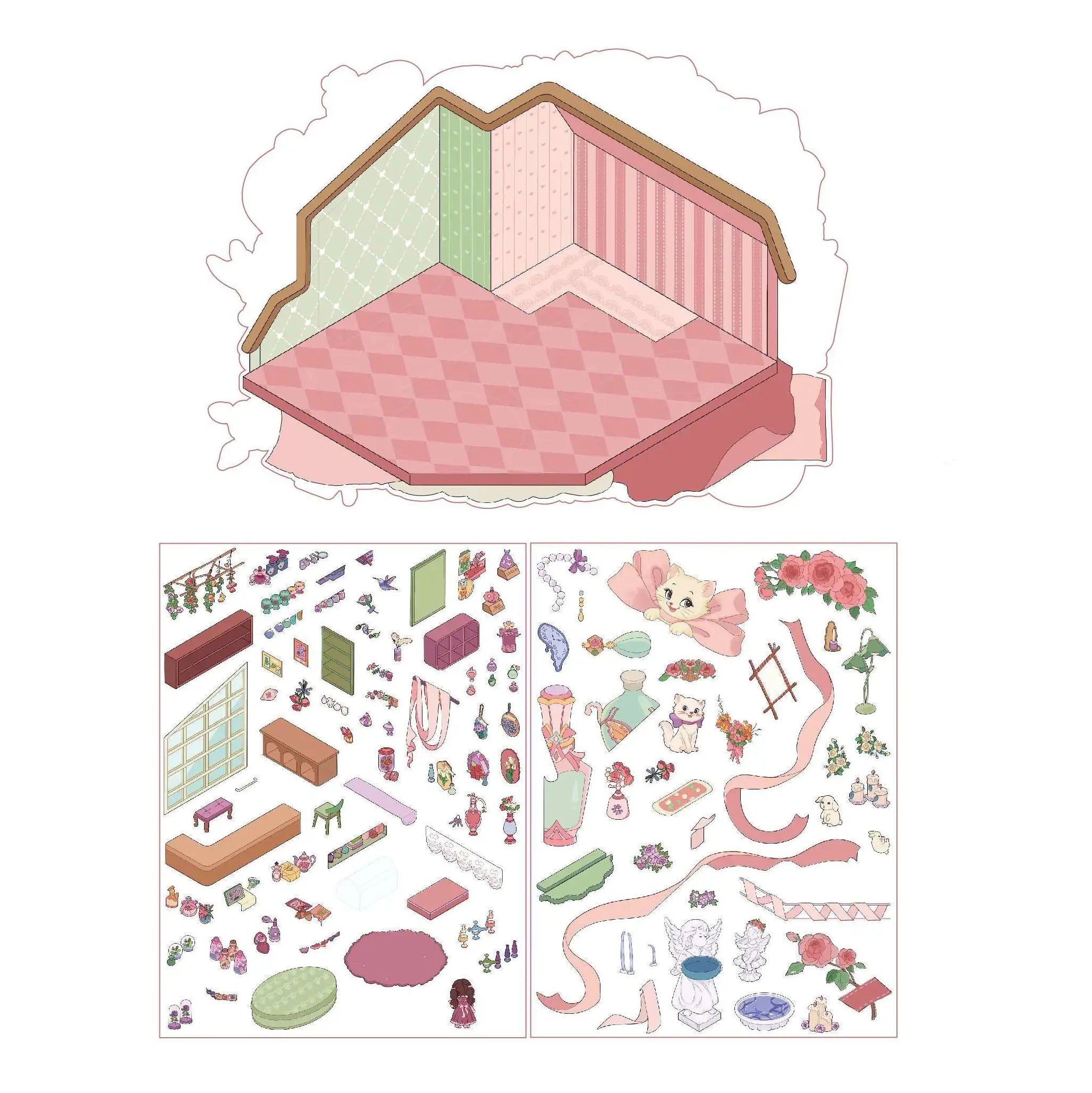 Blushing Whispers 3D Miniature Scene Sticker 