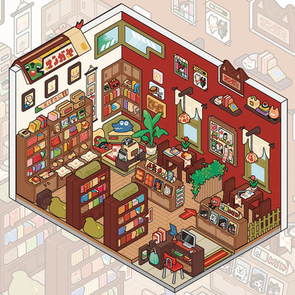 Classic Manga Shop Scene Stickers