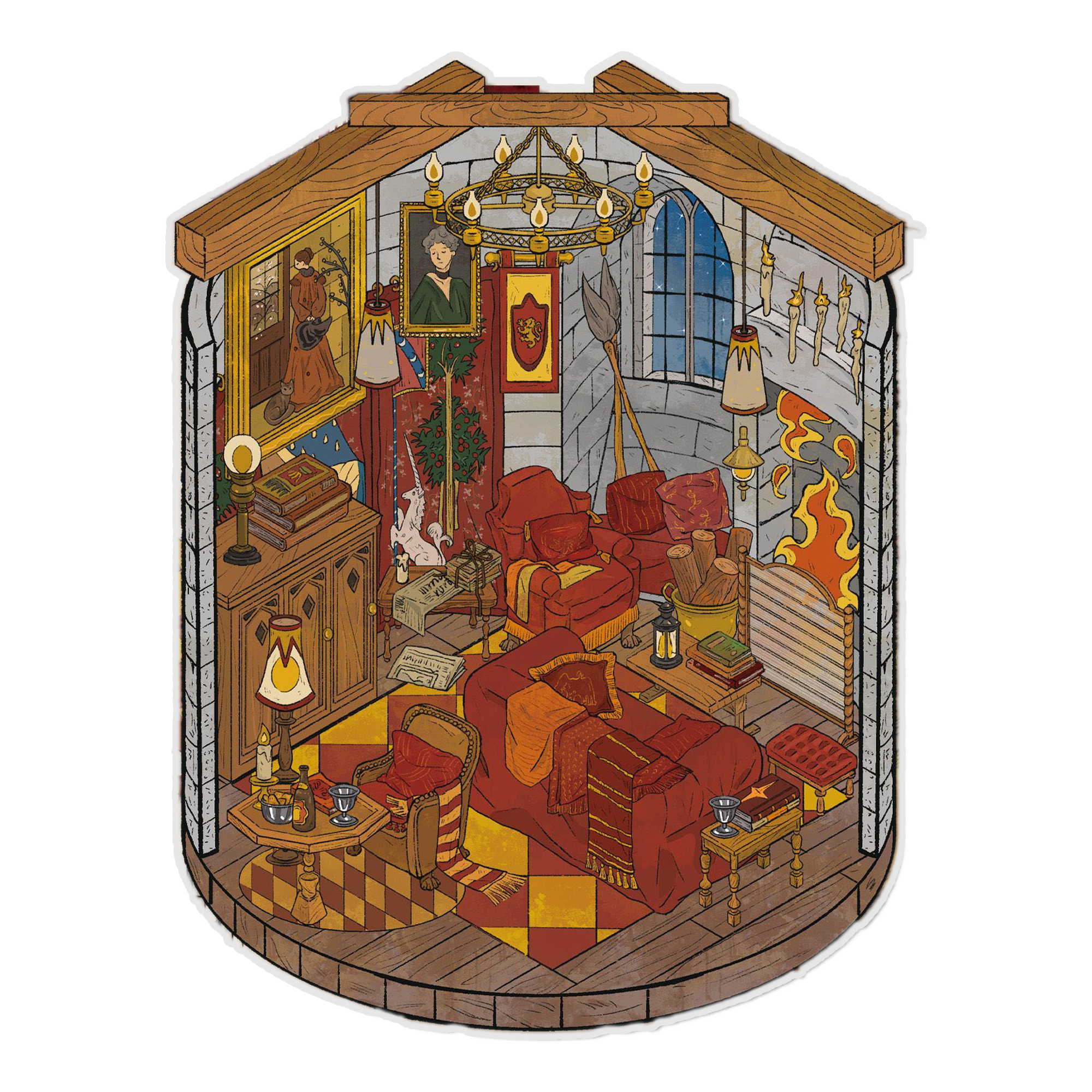 Crimson Ember 3D Miniature Scene Sticker 