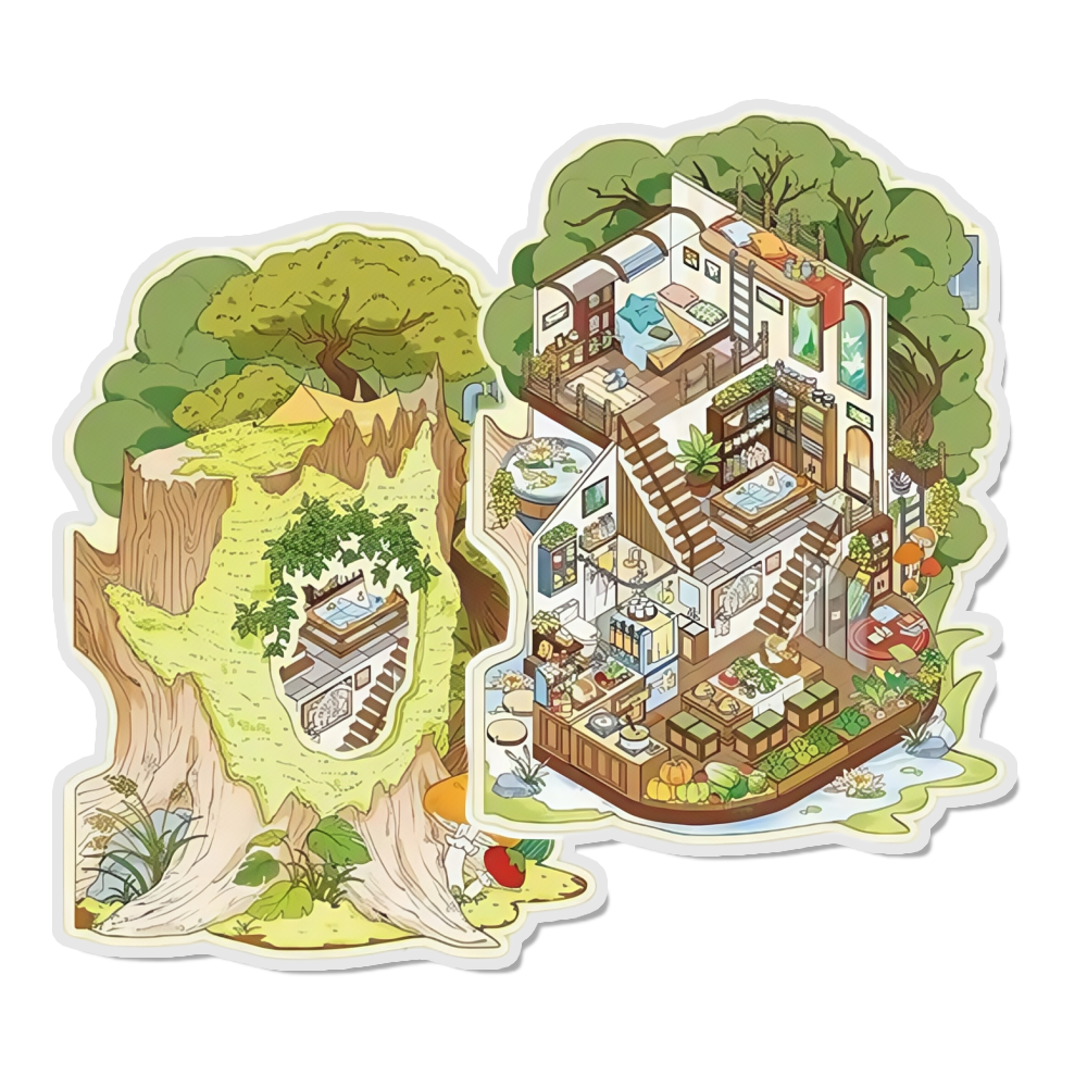 Hollow Hideout 3D Scene Sticker 