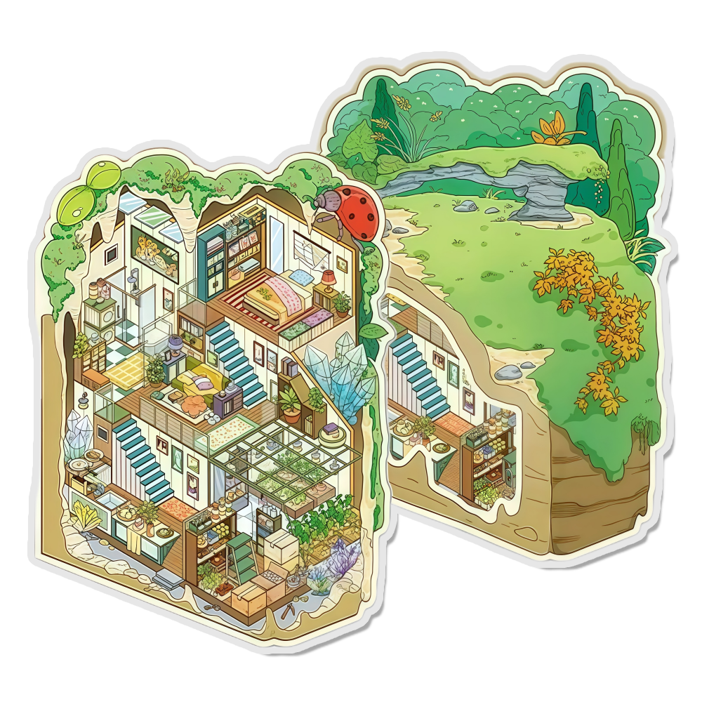 Subterran Shelter 3D Scene Sticker 