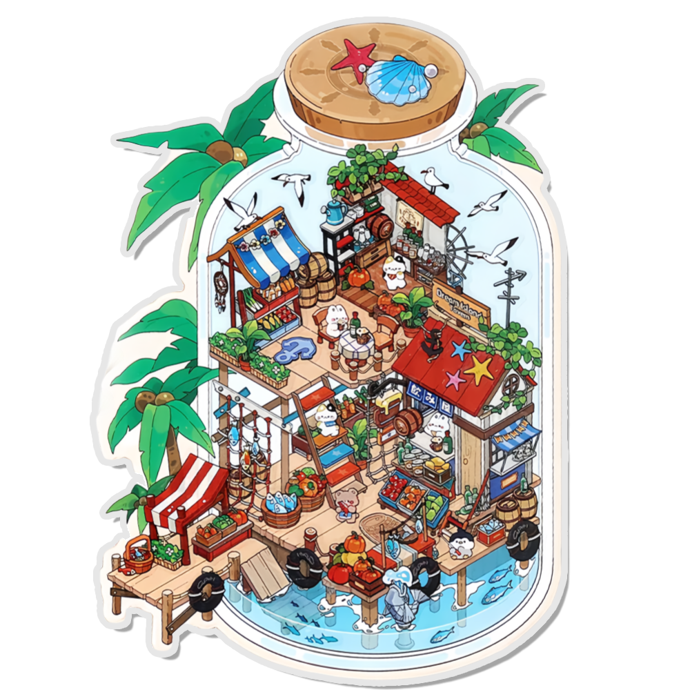Beachy Market 3D Scene Sticker 