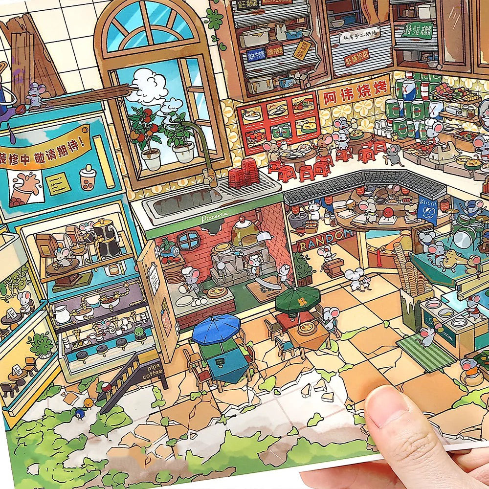 Hamster Snack Street Shop Scene Stickers
