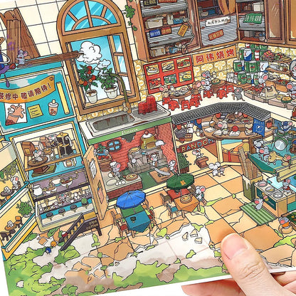 Hamster Snack Street Shop Scene Stickers