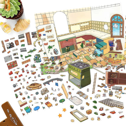 Hamster Snack Street Shop Scene Stickers