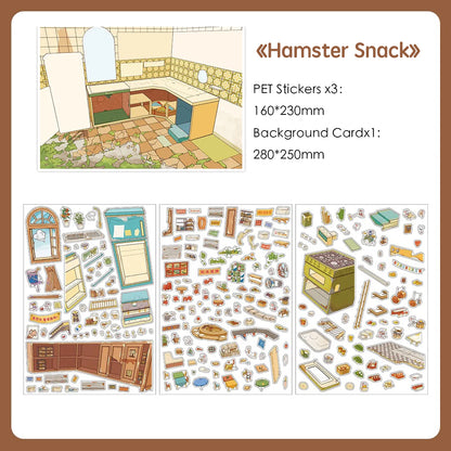 Hamster Snack Street Shop Scene Stickers