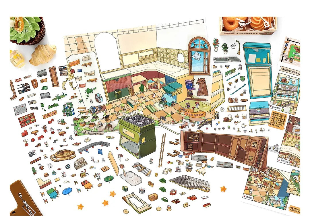 Hamster Snack Street Shop Scene Stickers
