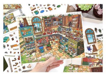 Hamster Snack Street Shop Scene Stickers