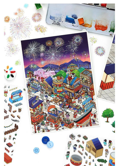 Fireworks Festival Shop Scene Stickers