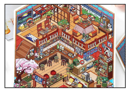Midnight Diner Shop Scene Stickers
