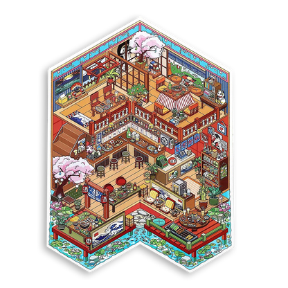 Midnight Diner Shop Scene Stickers
