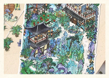 Mountain Stone House Room Scene Stickers