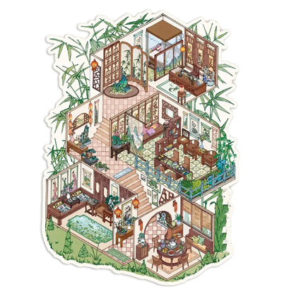 Bamboo Shadow Retreat Room Scene Stickers
