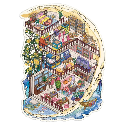 Moon Island Platform Room Scene Stickers