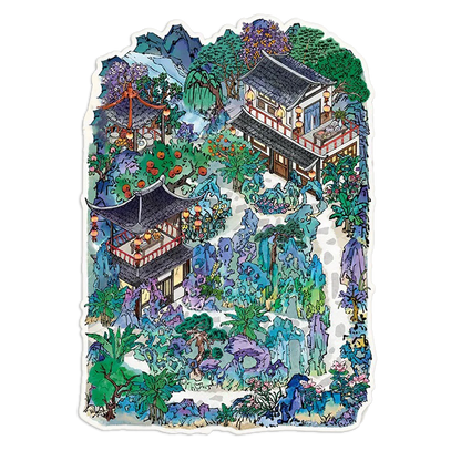 Mountain Stone House Room Scene Stickers
