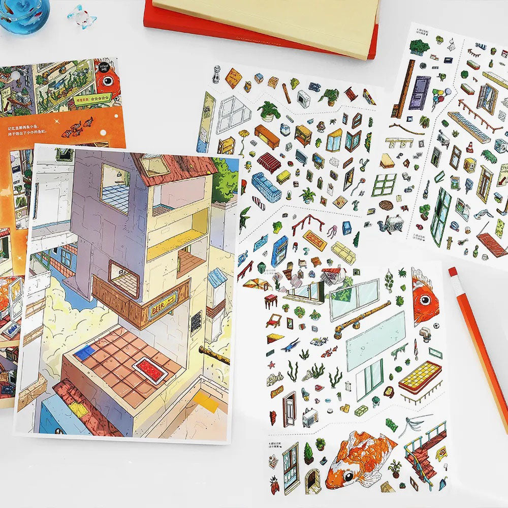 Fish in the Ruins Room Scene Stickers
