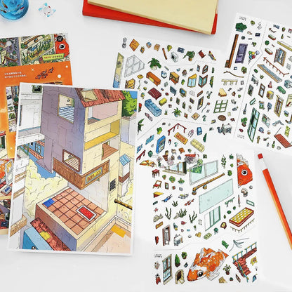 Fish in the Ruins Room Scene Stickers
