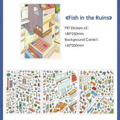 Fish in the Ruins Room Scene Stickers